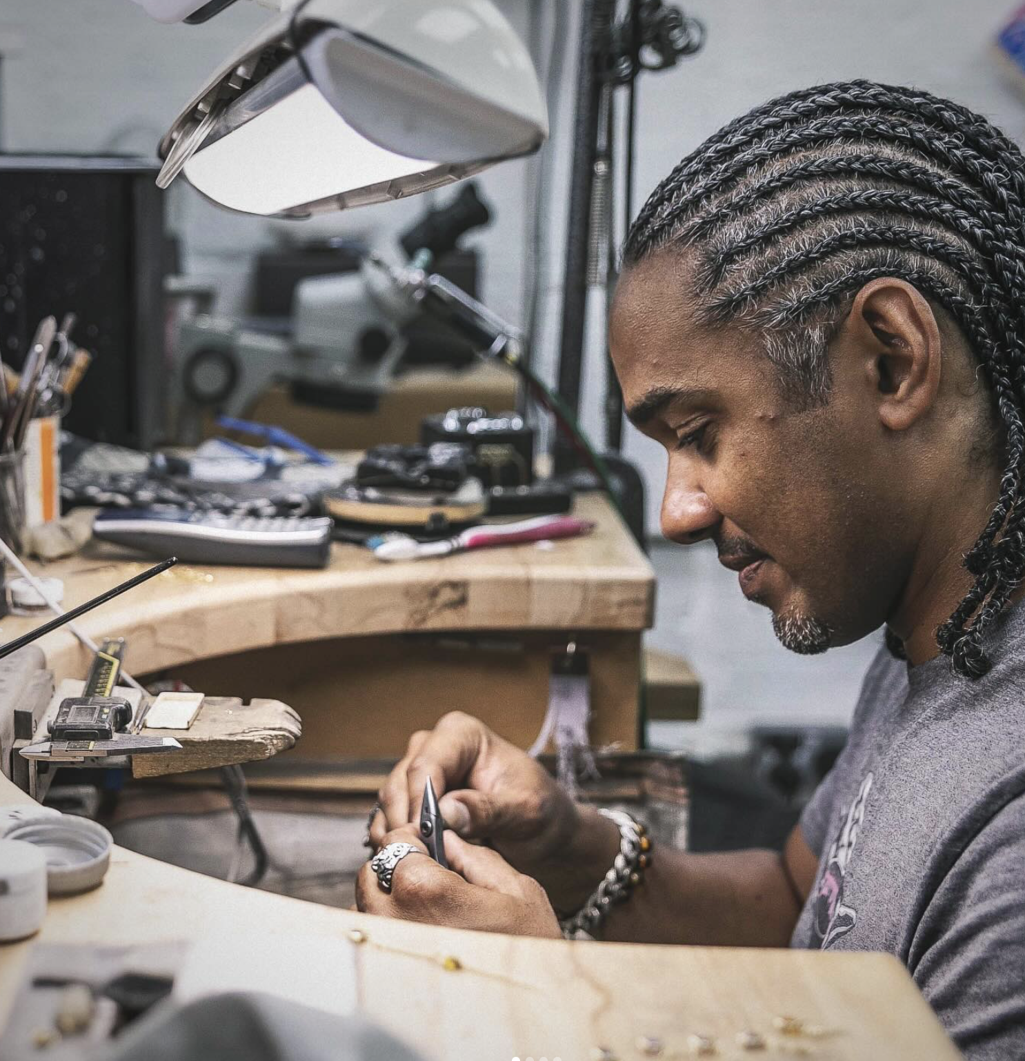 Darren Sherwood at his workbench
