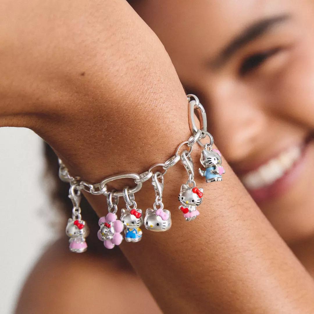 Thomas Sabo Hello Kitty Charm Club bracelet featuring colourful Hello Kitty charms in sterling silver.