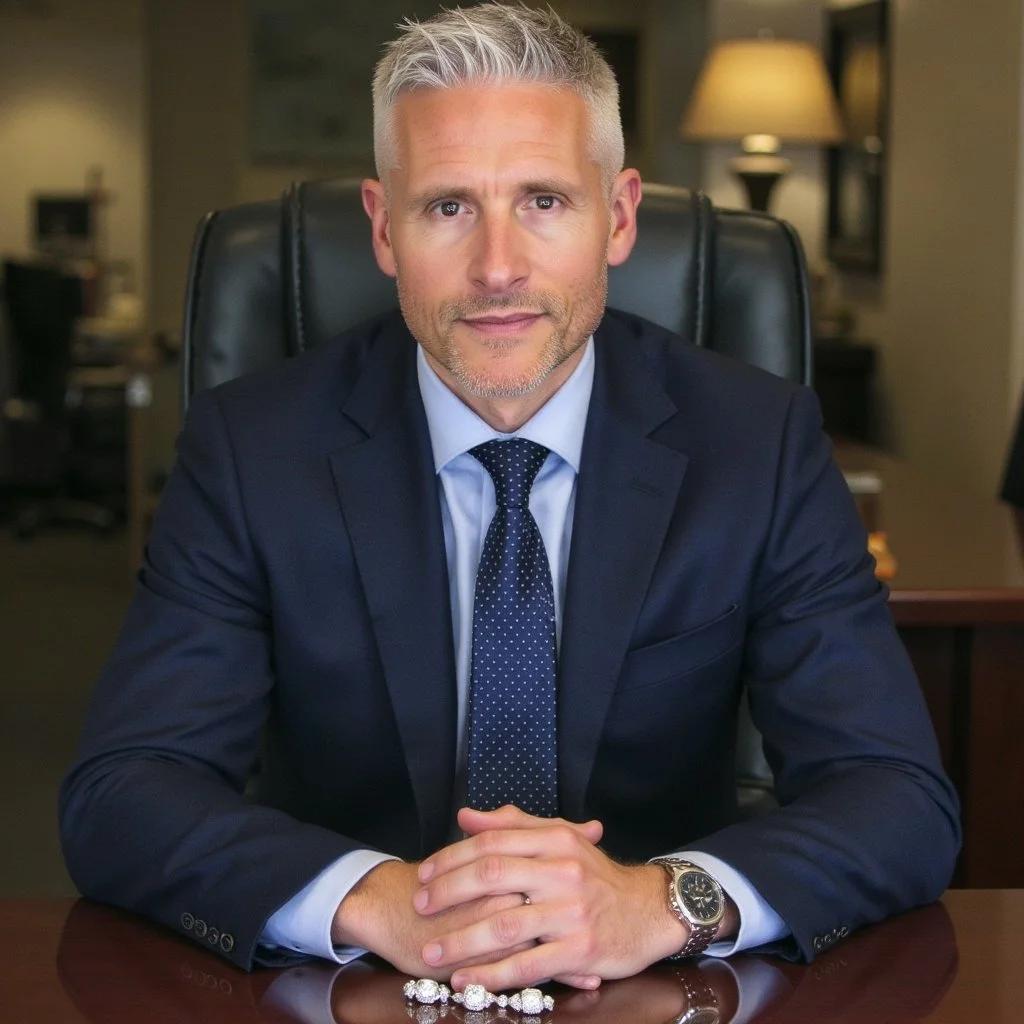 Christopher Stoner, founder of ValuCert, photographed in a business setting wearing a navy suit and tie.