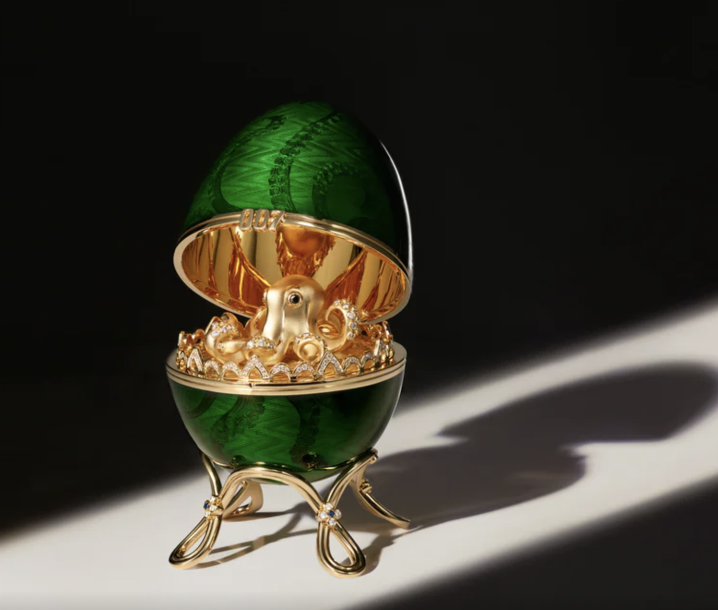 Limited Edition Guilloché Enamel Octopussy Egg Objet