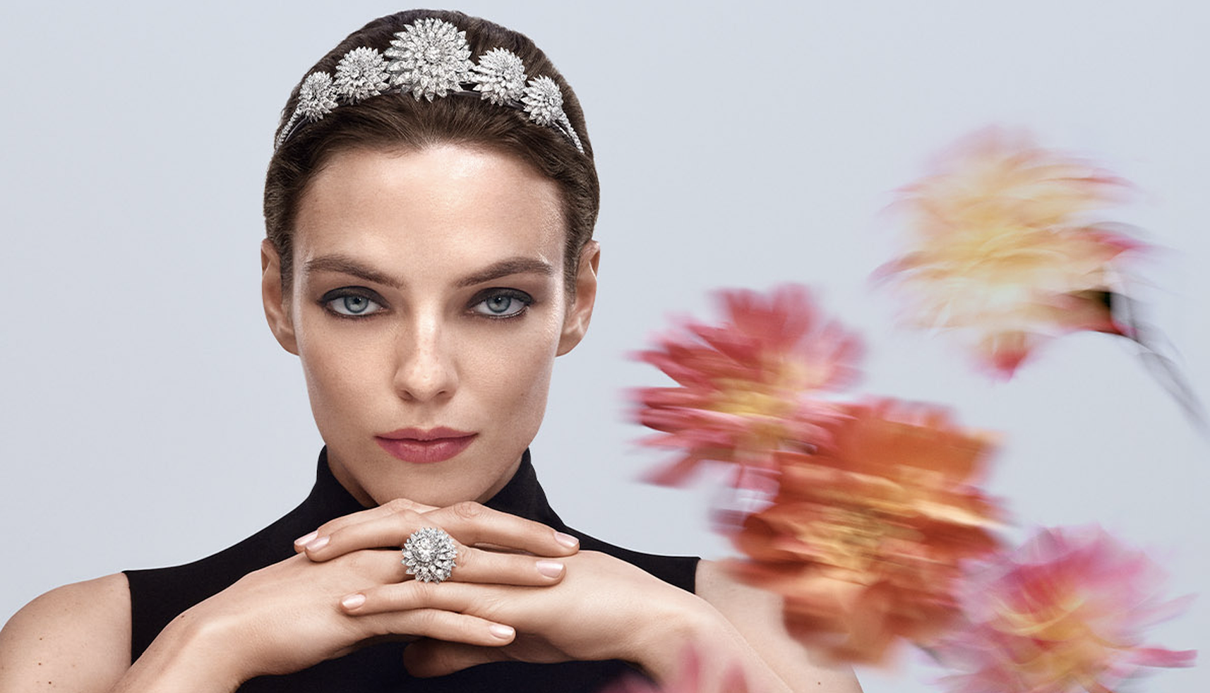 Chapter III – Dahlia parure: shaped in gold and diamonds to evoke the flower’s natural volume and movement with sculptural precision. Picture courtesy of Chaumet