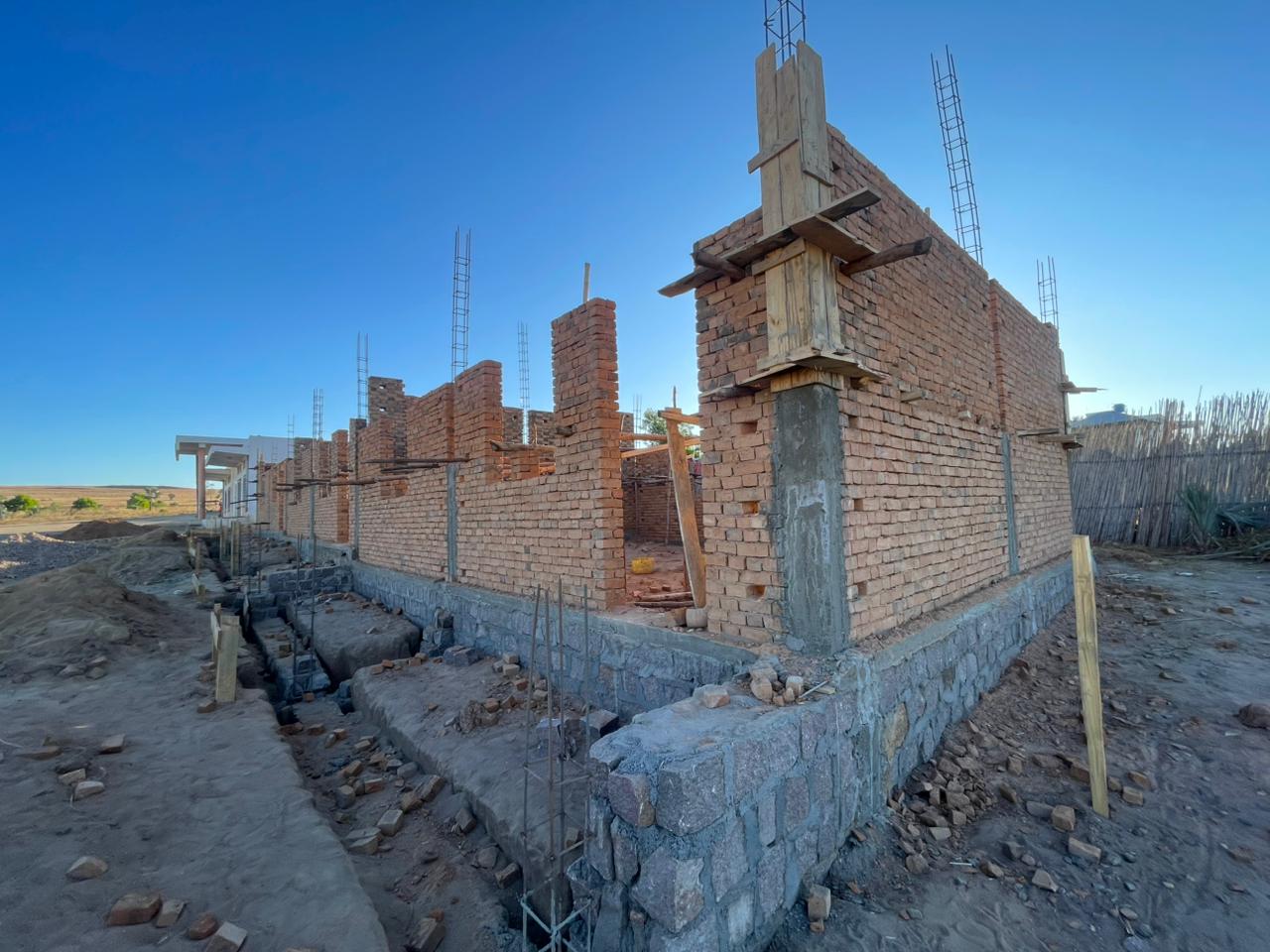 The walls rise: Progress on the new classrooms continues as part of a wider mission to improve access to education in Madagascar