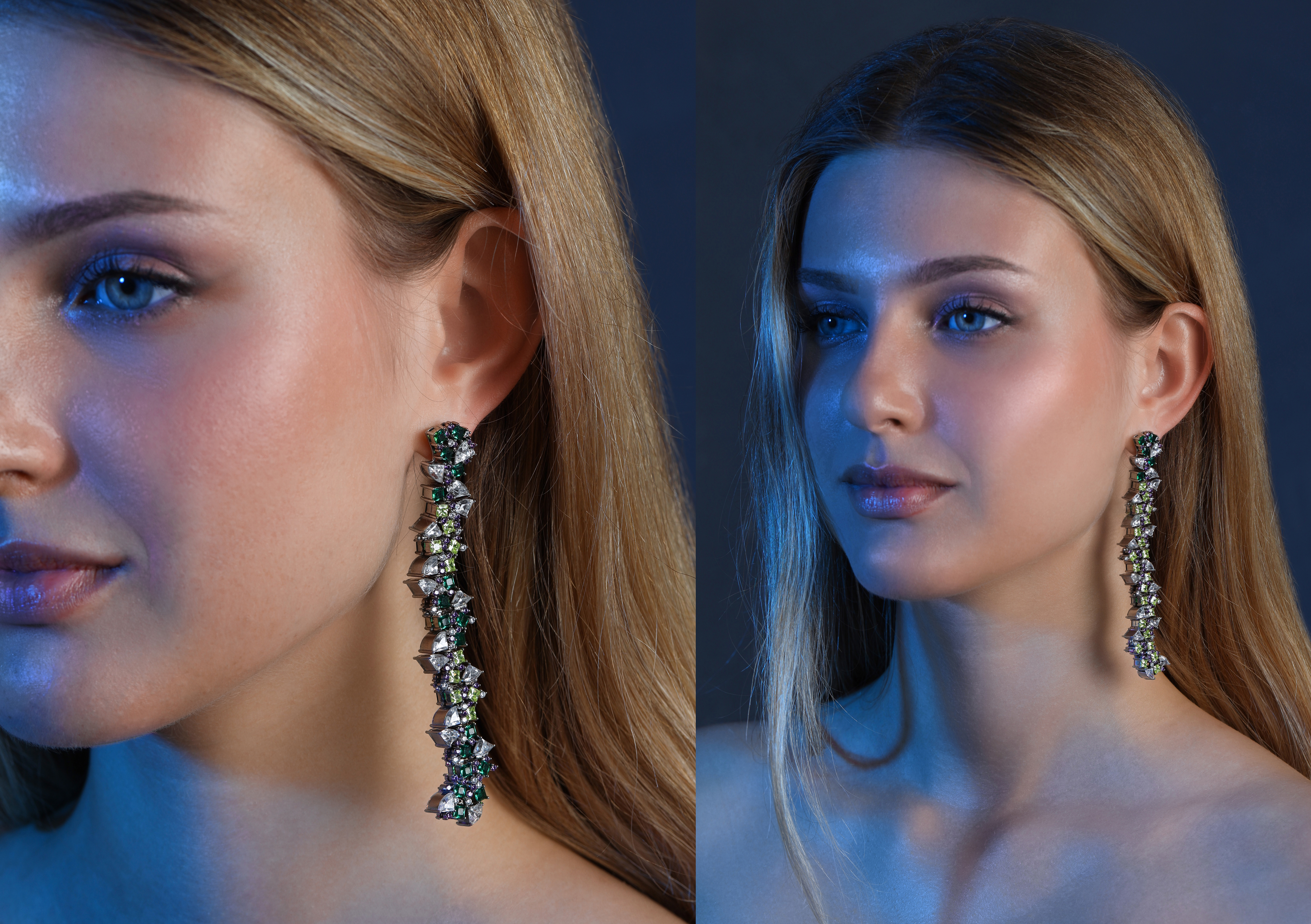 he twist earrings — the only standalone pieces in the collection — offer movement in place of physical connection