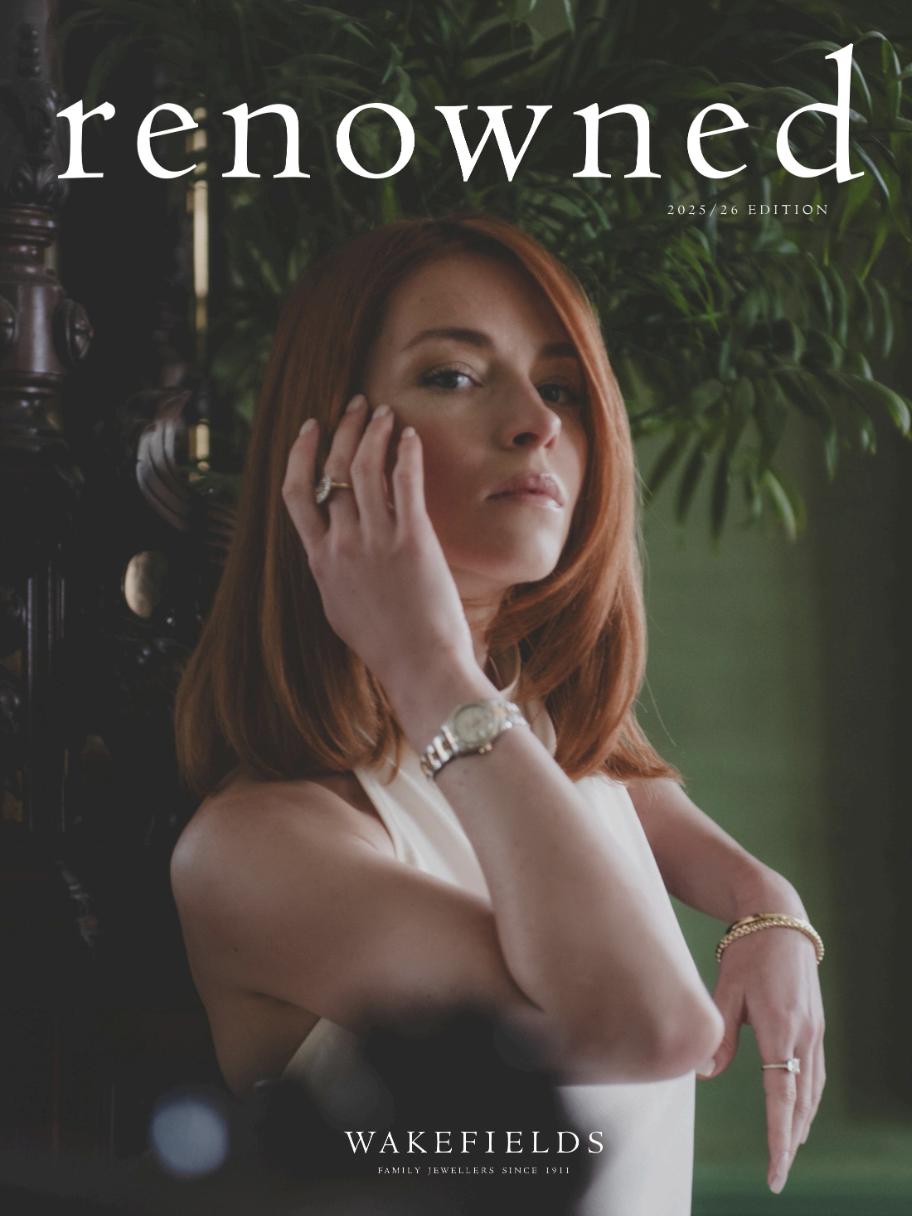Renowned 2025/26 magazine cover by Wakefields featuring a model wearing fine jewellery and a watch.
