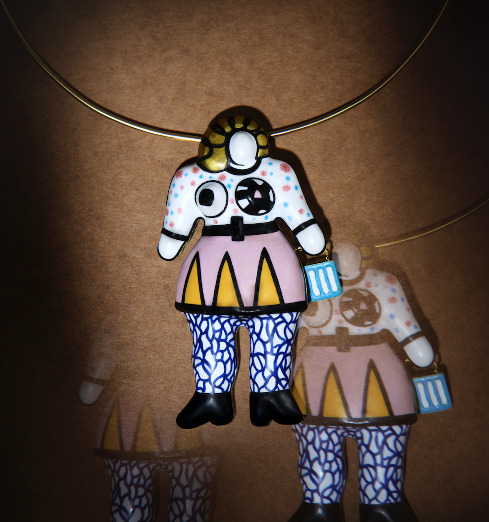 Phalle Nana with bag Brooch & Necklace.