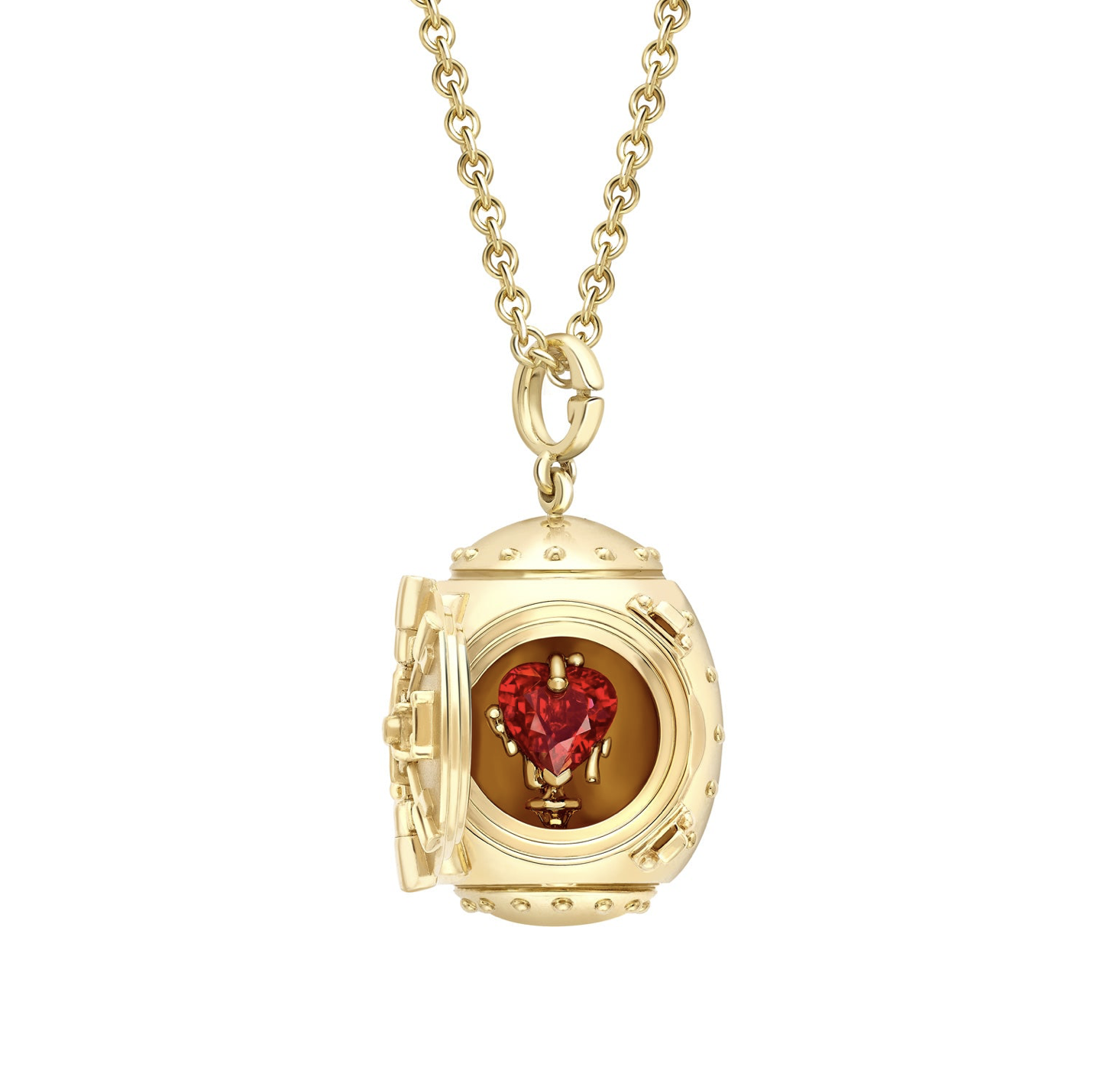 Goldfinger Egg Safe Locket With Ruby Heart Surprise